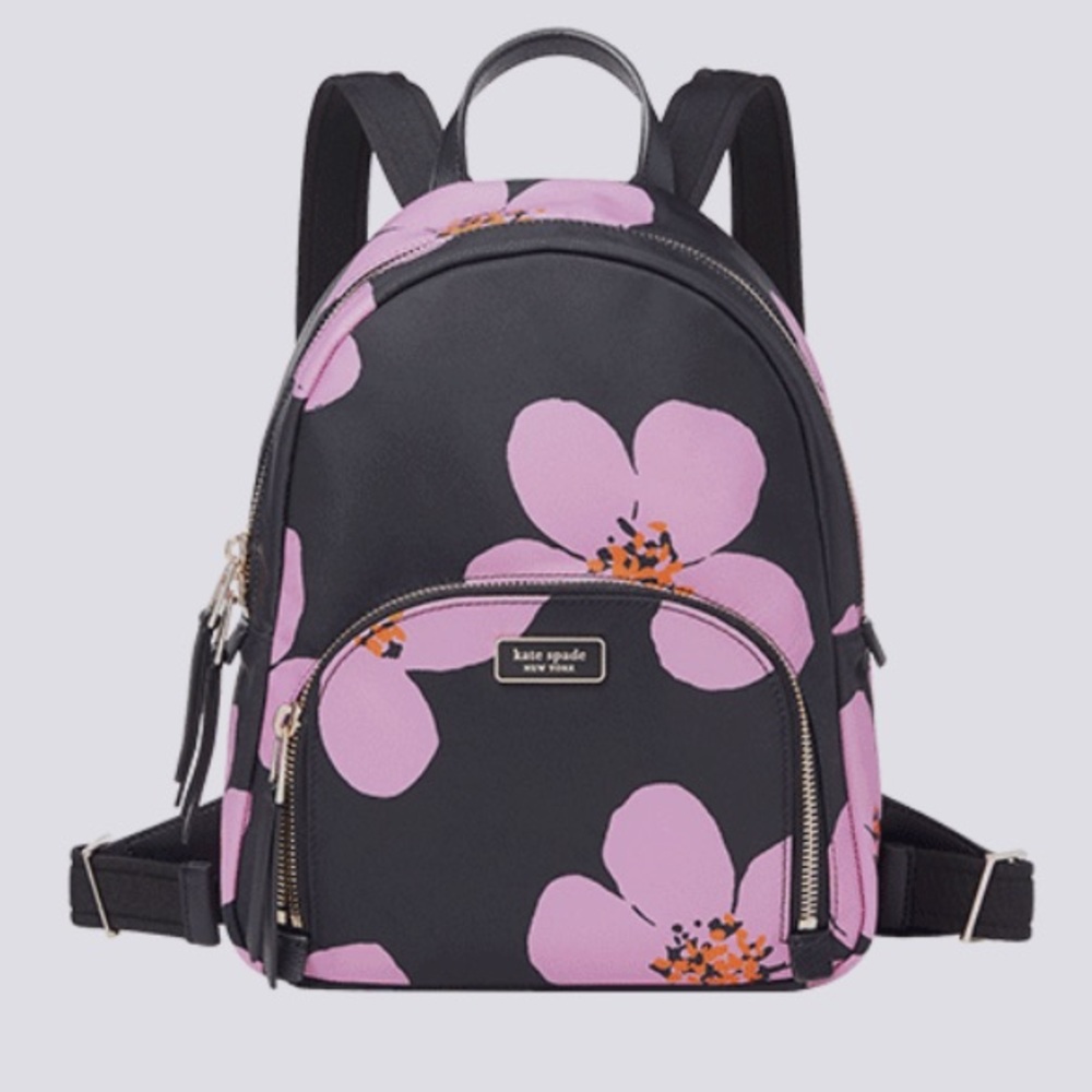 NWT Kate spade black floral medium dawn backpack